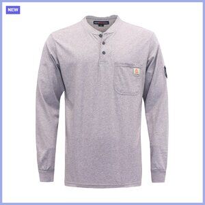 Flame Resistant Henley Shirt 5.5oz Cotton Light Weight CAT2 Fire Retardant